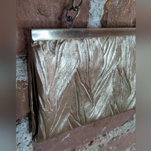 Vintage‎ Jessica McClintock Gold Clutch with Hideaway Chain - Picture 4 of 11